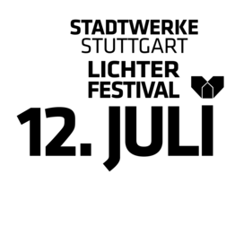 Logo des 73. Stadtwerke Stuttgart Lichterfestivals auf weißem Hintergrund mit schwarzer Schrift